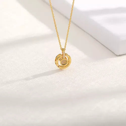 Colar Círculo do Infinito - Foto Personalizável + Caixa Rosa Encantada