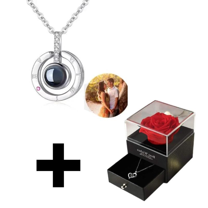 Colar Círculo do Infinito - Foto Personalizável + Caixa Rosa Encantada